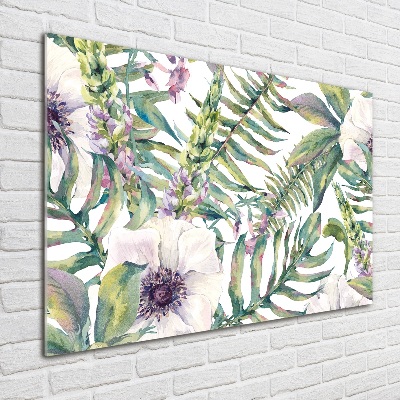 Photo printed on glass Ferns and flowers