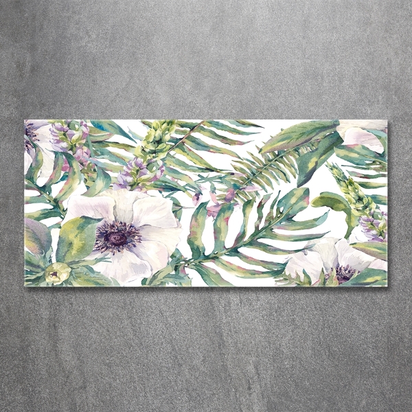 Photo printed on glass Ferns and flowers