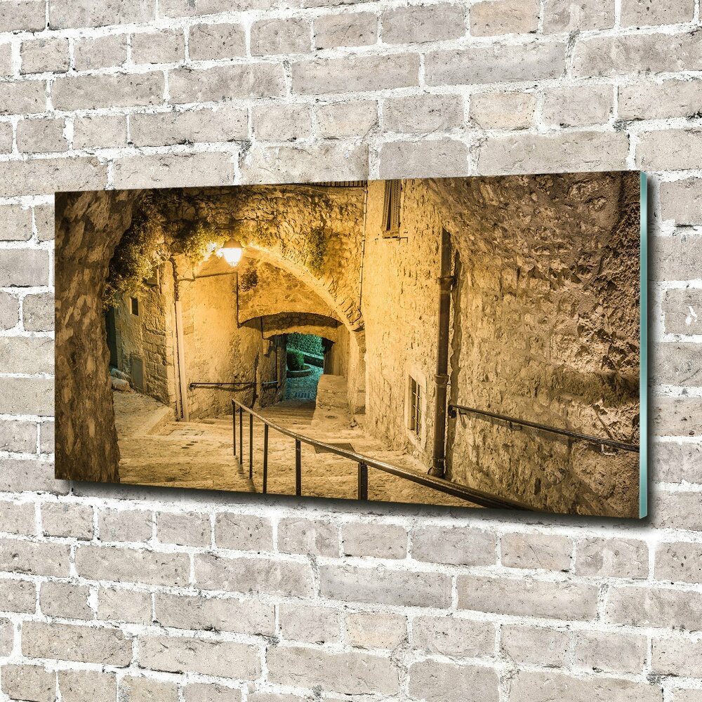 Glass art print Peille at night france