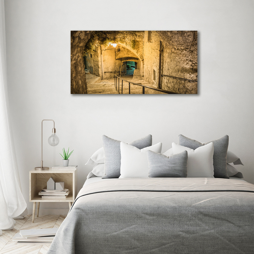 Glass art print Peille at night france