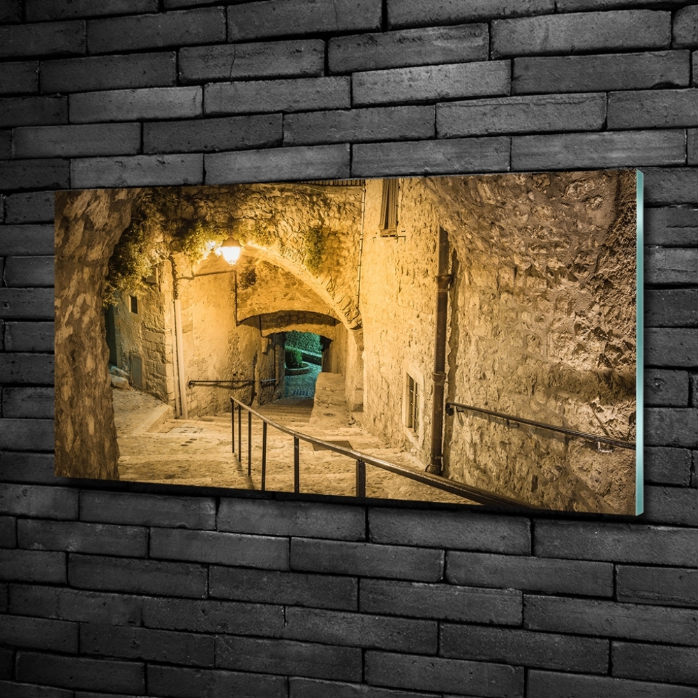 Glass art print Peille at night france