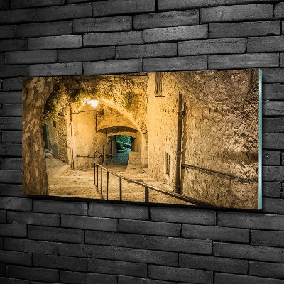 Glass art print Peille at night france