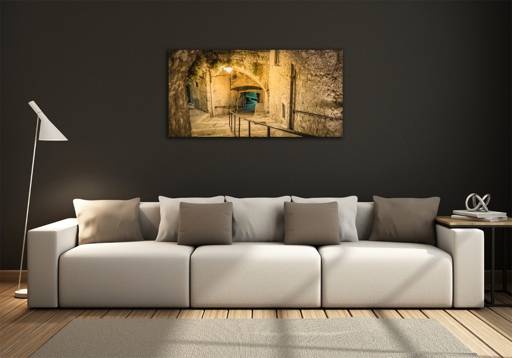 Glass art print Peille at night france