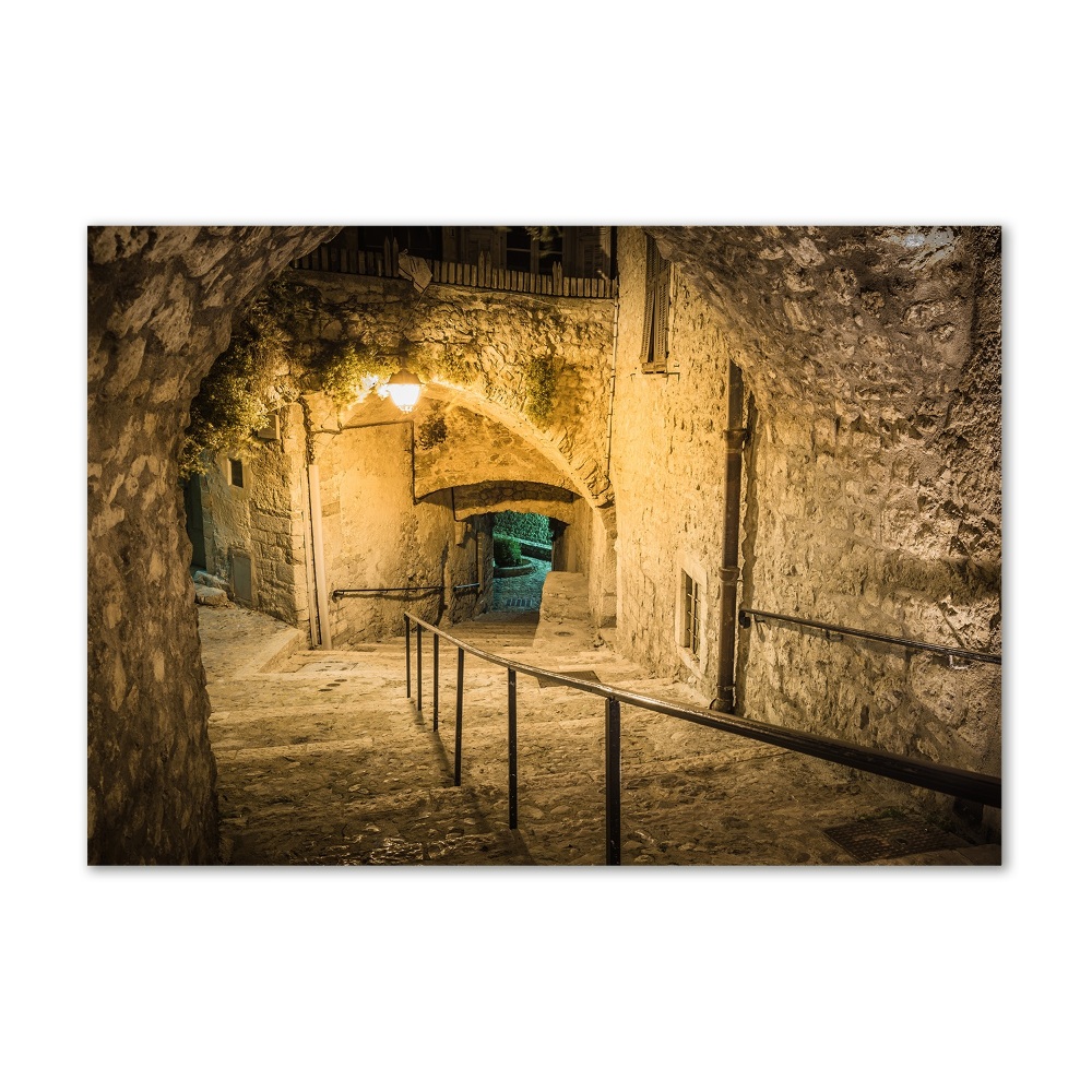 Glass art print Peille at night france