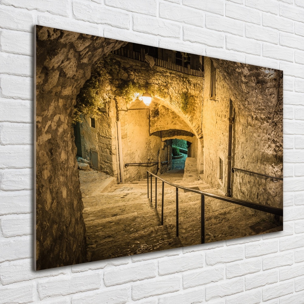 Glass art print Peille at night france