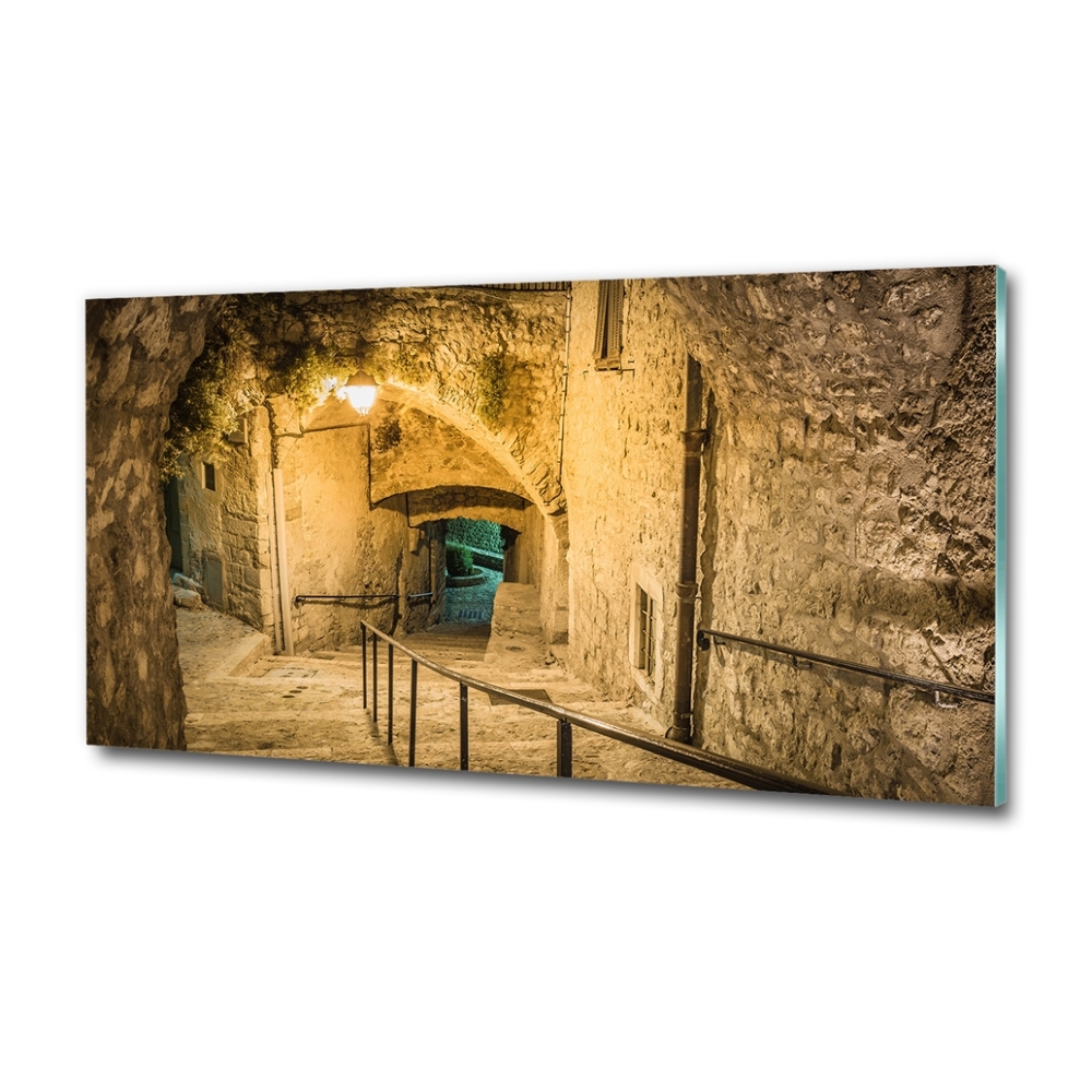 Glass art print Peille at night france