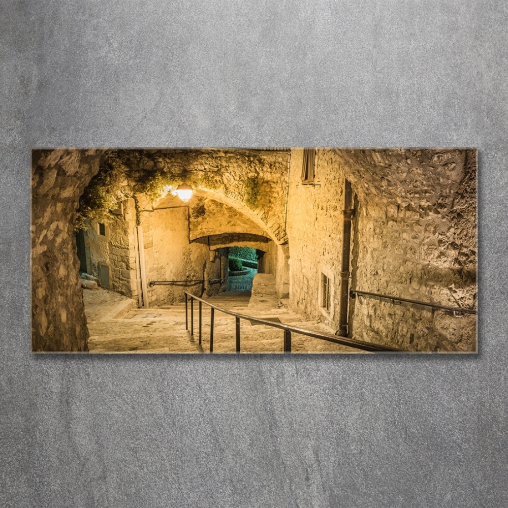 Glass art print Peille at night france