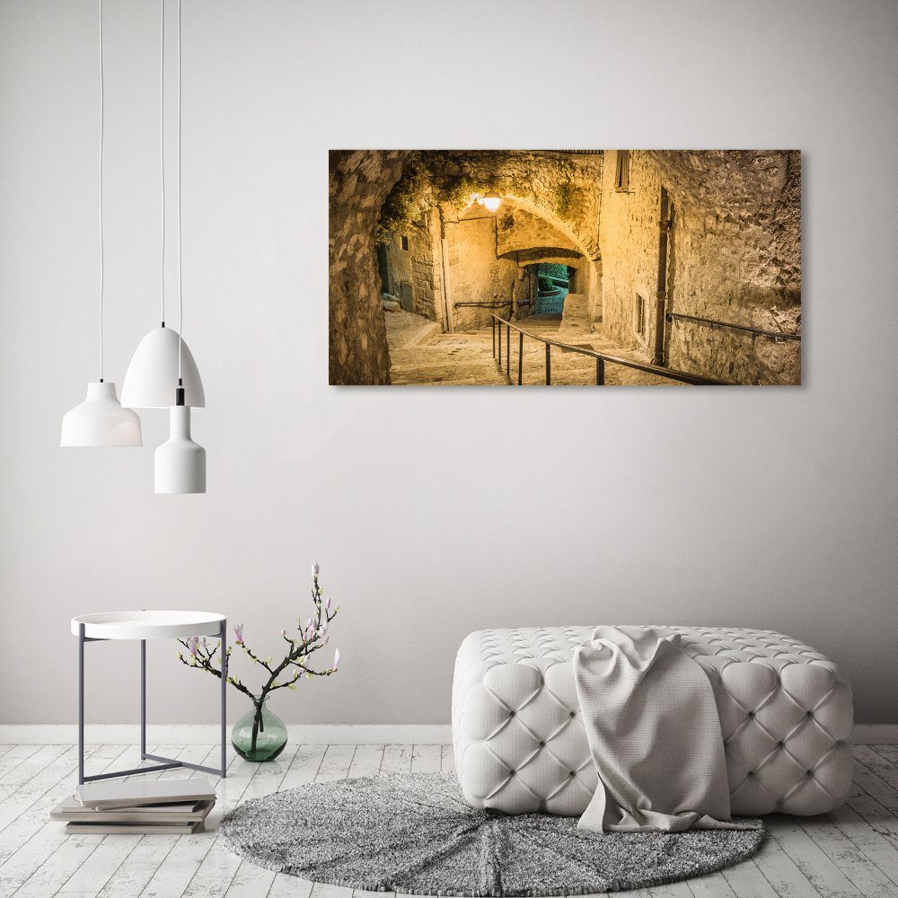 Glass art print Peille at night france