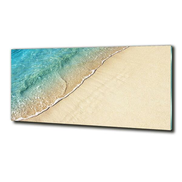 Glass wall art large Beach wave