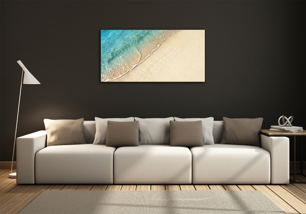 Glass wall art large Beach wave