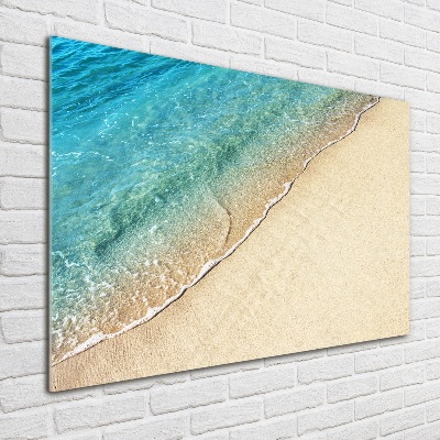 Glass wall art large Beach wave