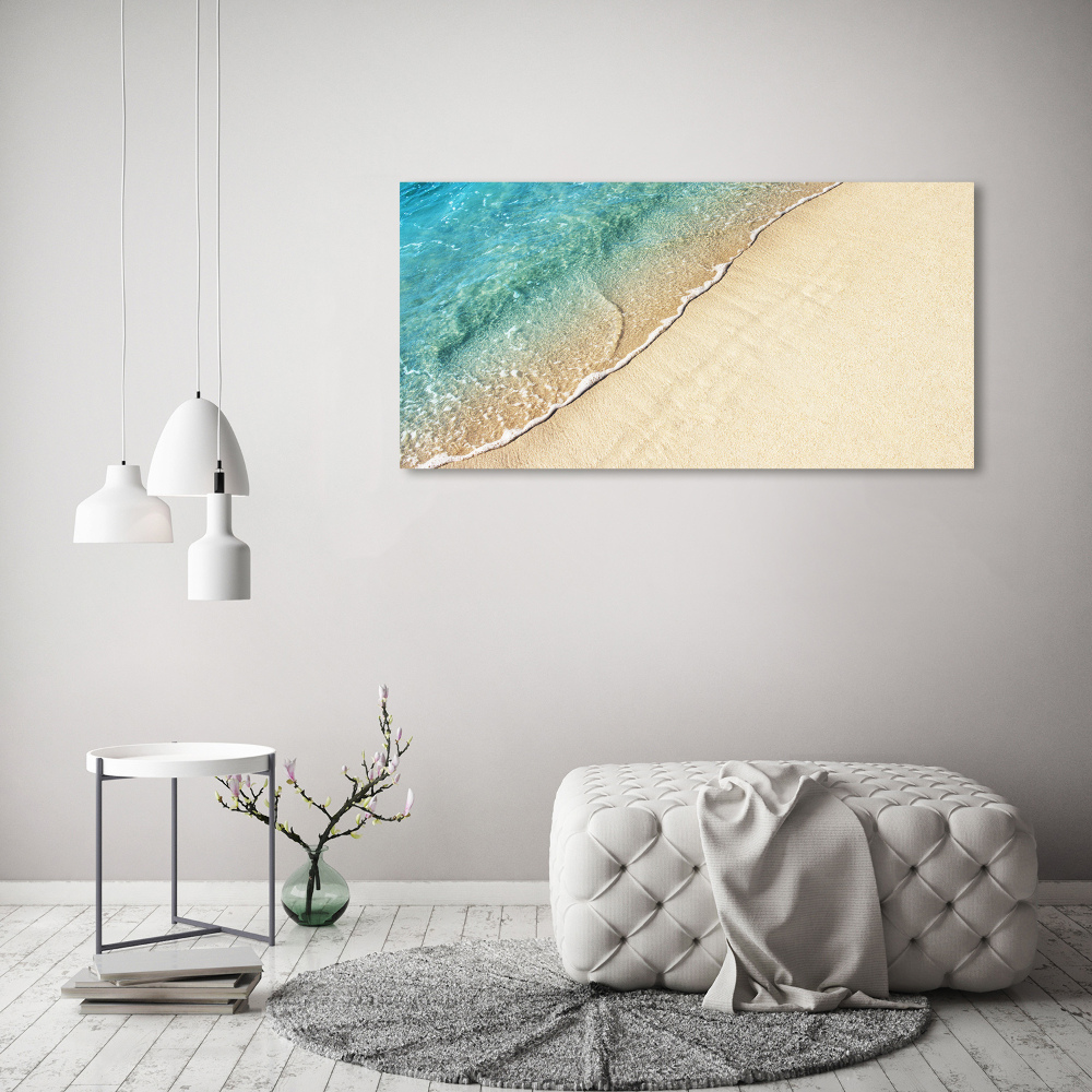 Glass wall art large Beach wave