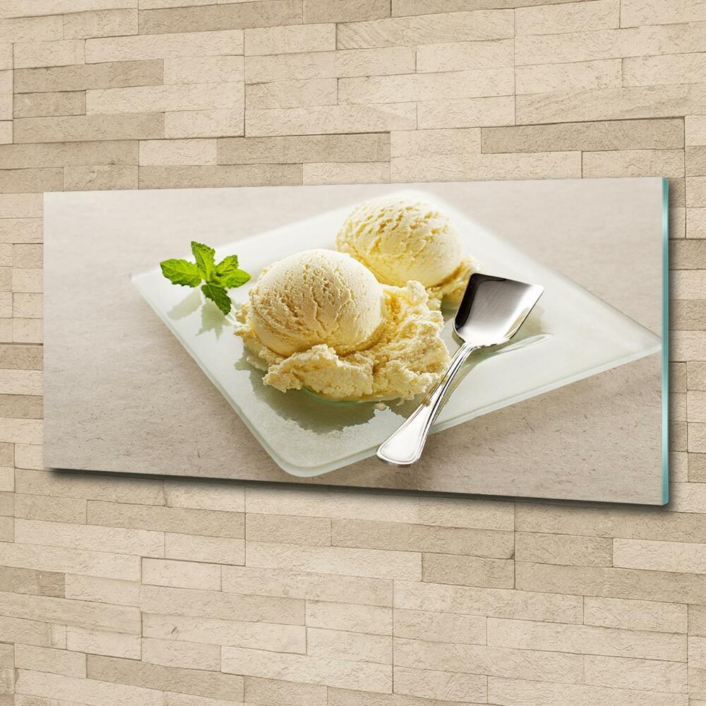 Wall art on glass Ice cream on a plate