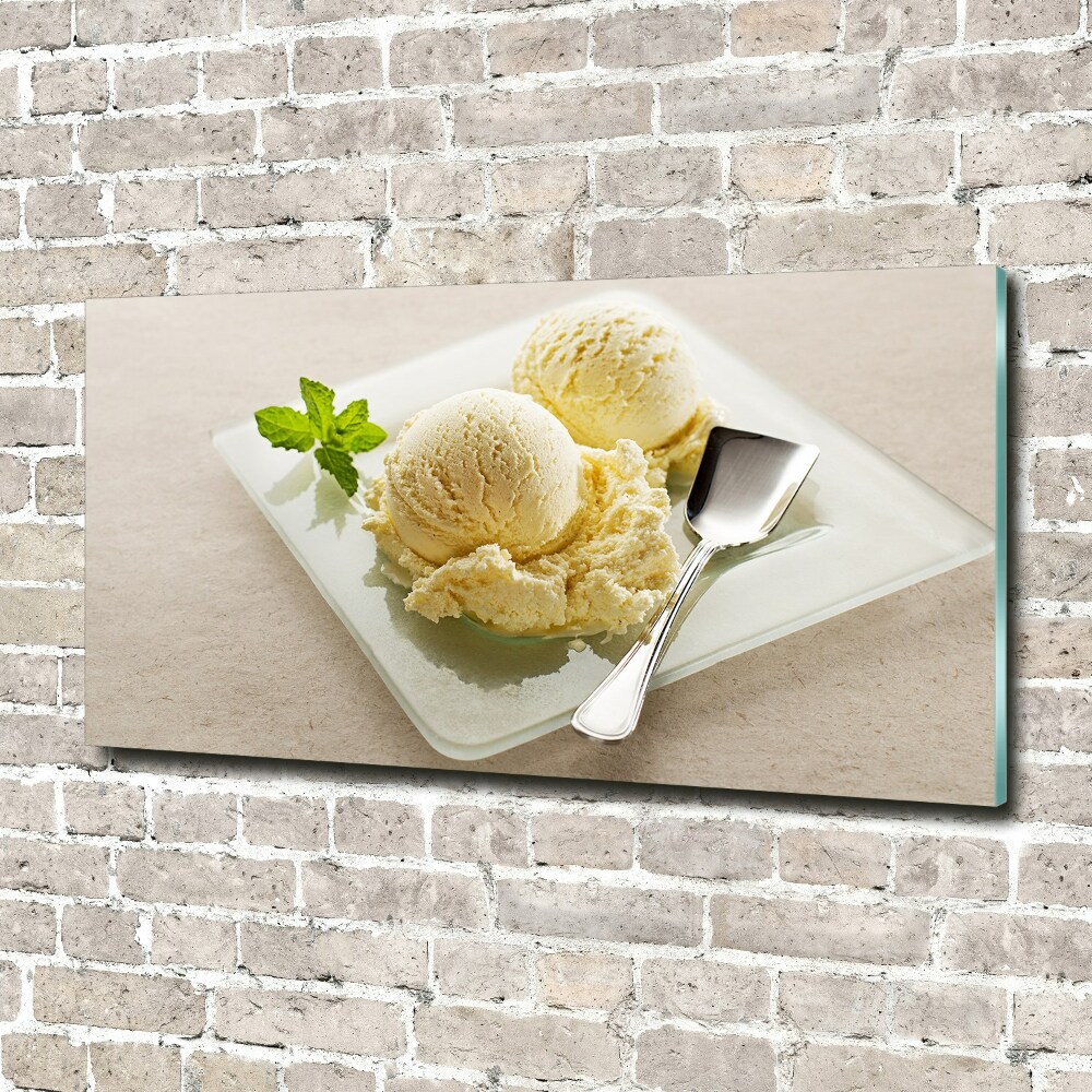 Wall art on glass Ice cream on a plate