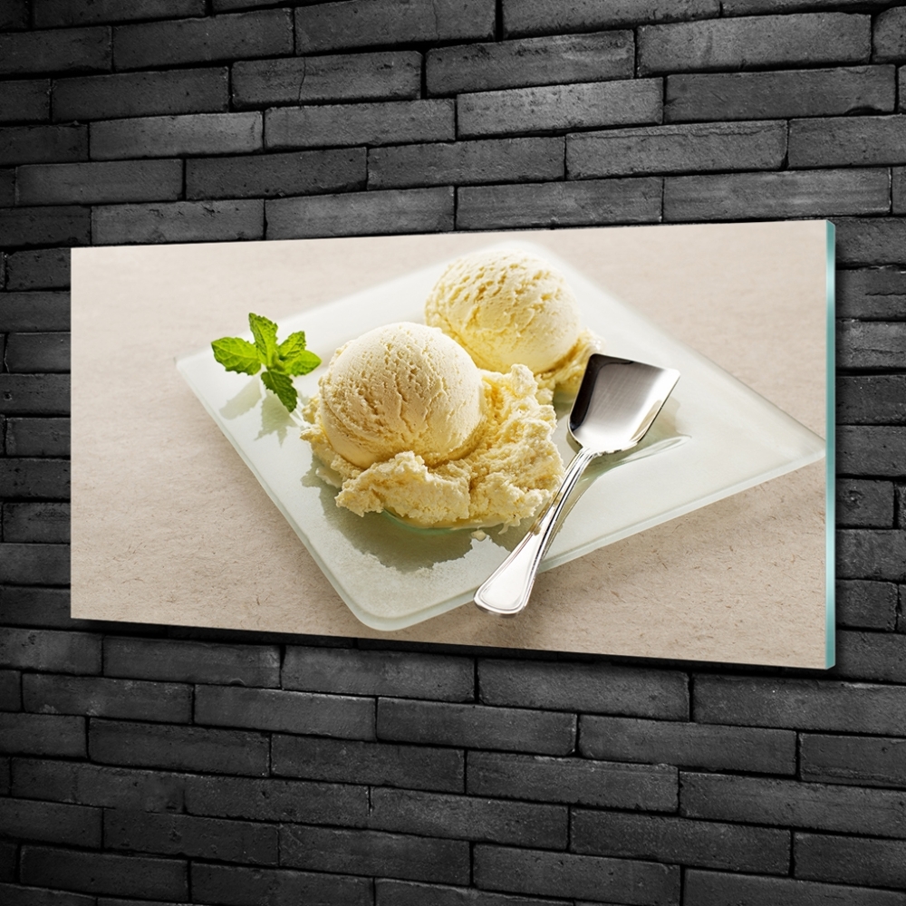 Wall art on glass Ice cream on a plate