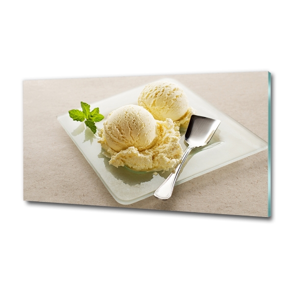 Wall art on glass Ice cream on a plate