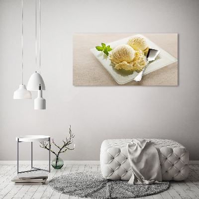 Wall art on glass Ice cream on a plate