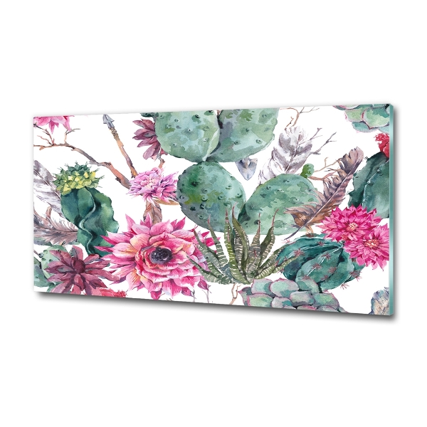 Glass picture wall art Cacti