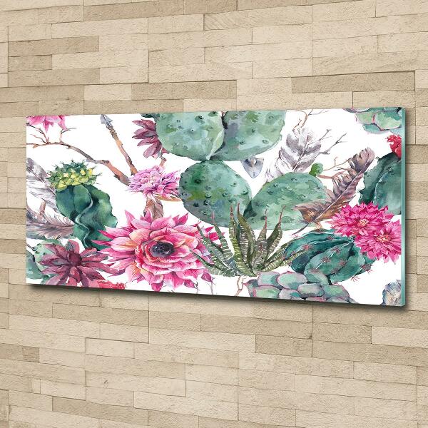 Glass picture wall art Cacti