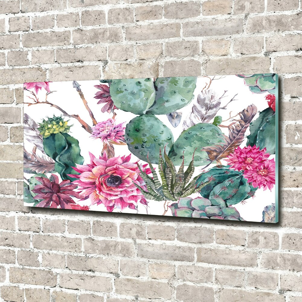 Glass picture wall art Cacti