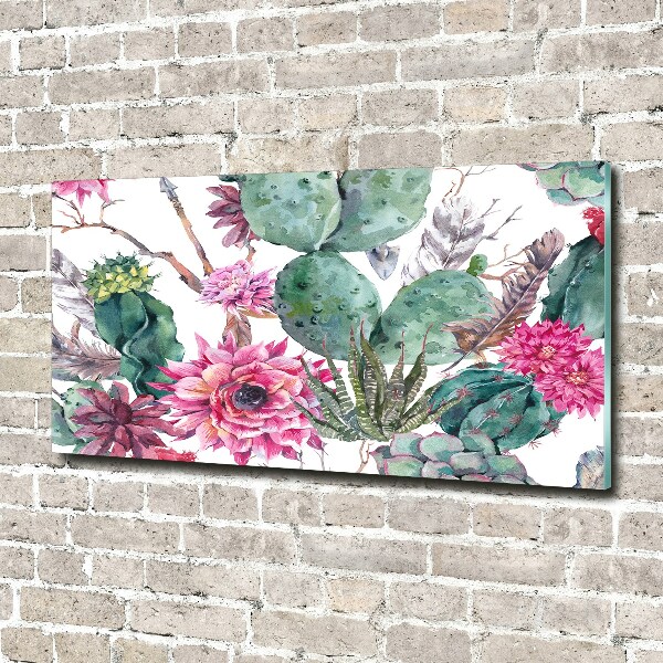 Glass picture wall art Cacti