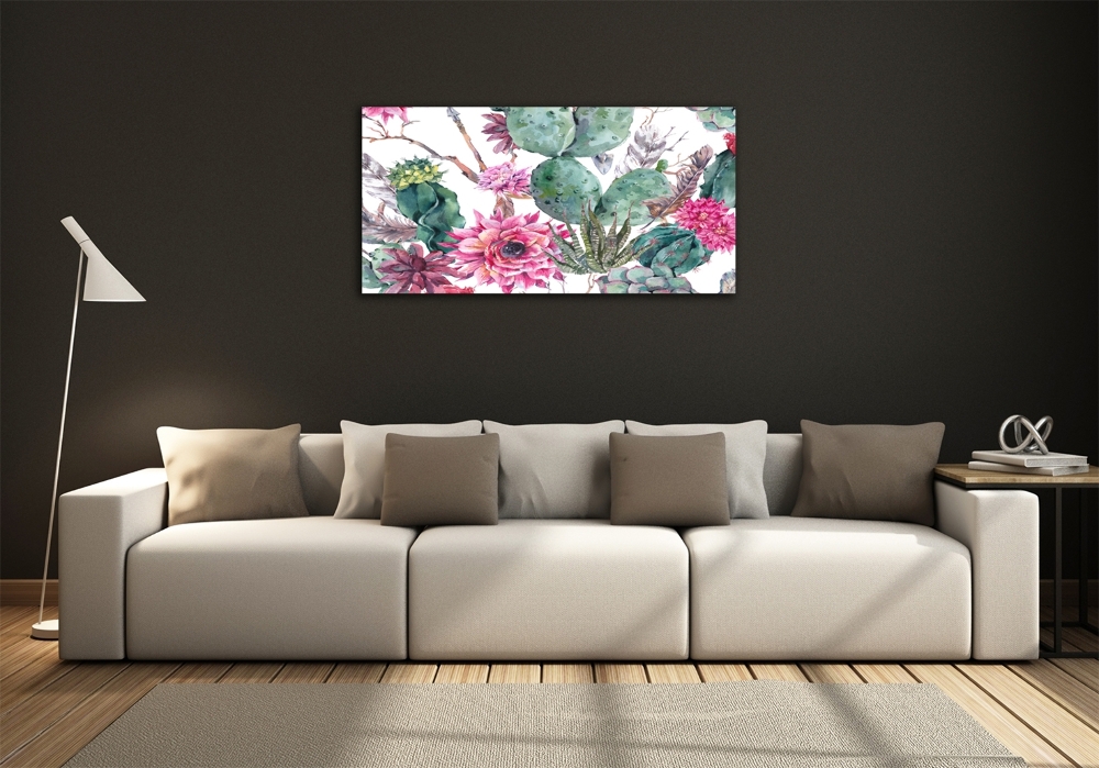 Glass picture wall art Cacti