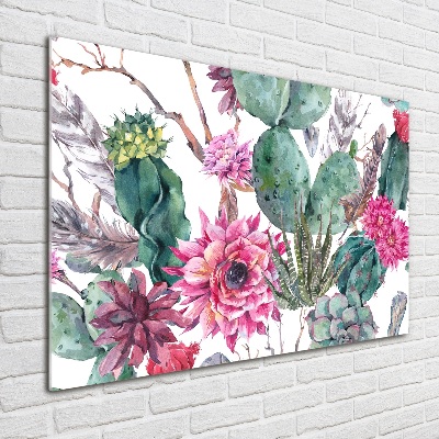 Glass picture wall art Cacti