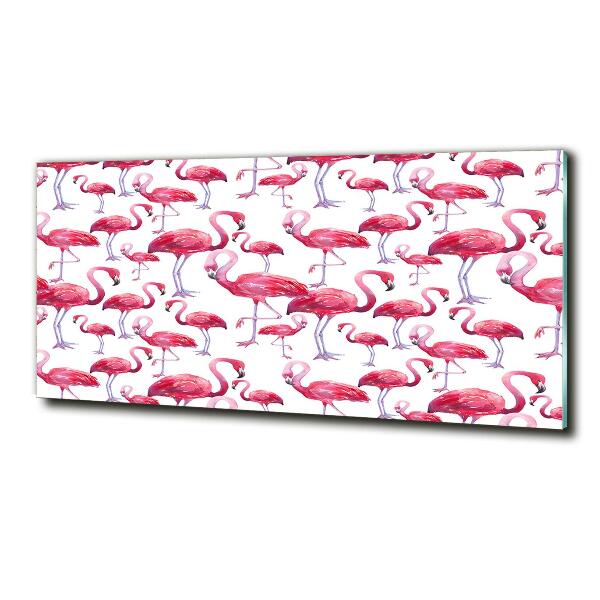 Glass art print Flamingos