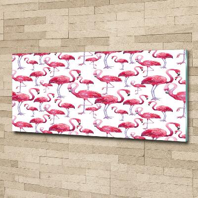 Glass art print Flamingos