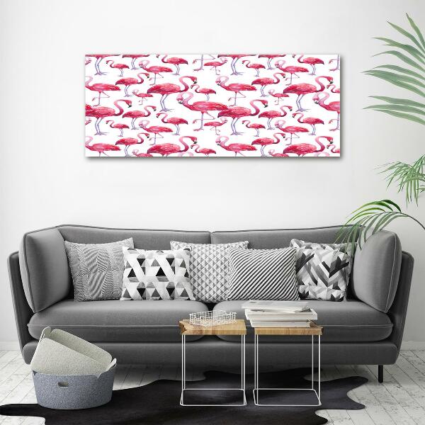 Glass art print Flamingos