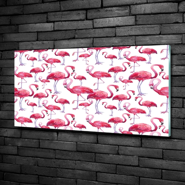 Glass art print Flamingos