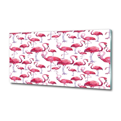 Glass art print Flamingos