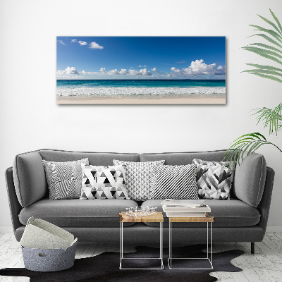 Glass wall art large Seychelles beach