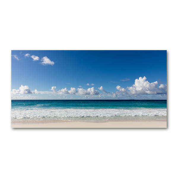 Glass wall art large Seychelles beach