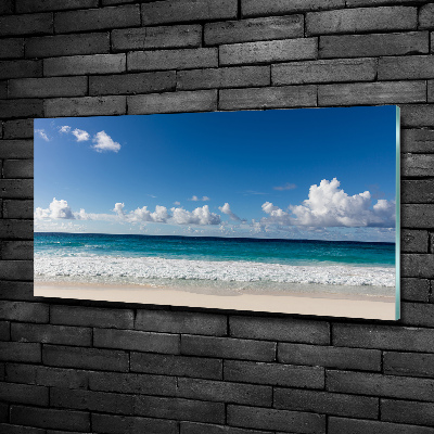 Glass wall art large Seychelles beach