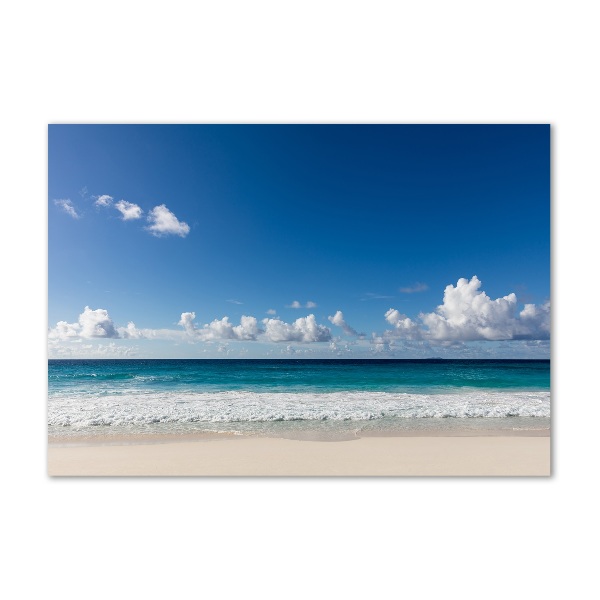 Glass wall art large Seychelles beach