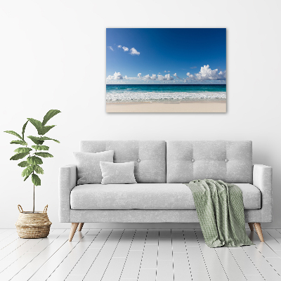 Glass wall art large Seychelles beach