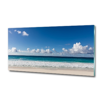 Glass wall art large Seychelles beach