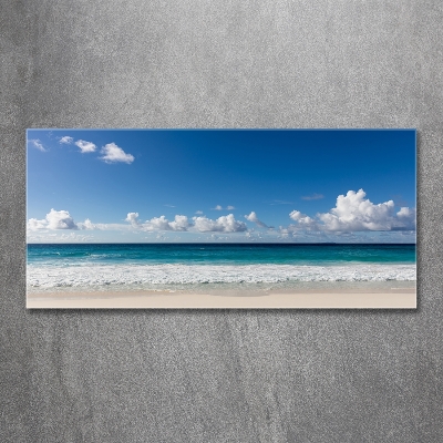 Glass wall art large Seychelles beach