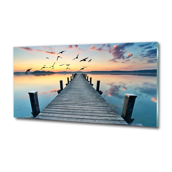 Glass picture print Wooden pier