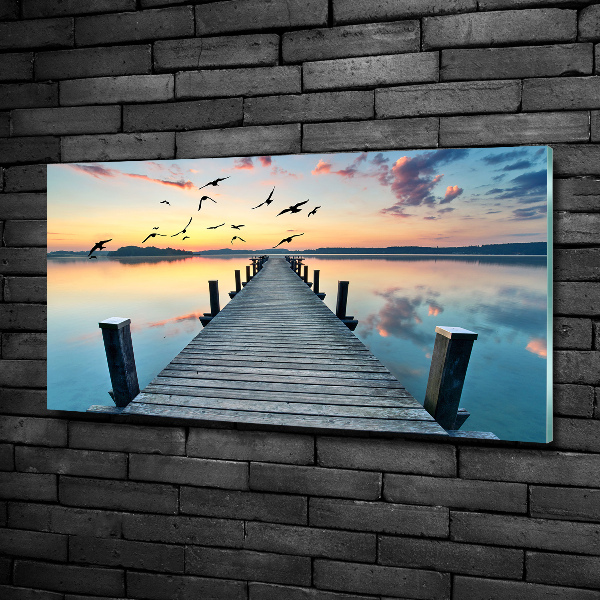 Glass picture print Wooden pier