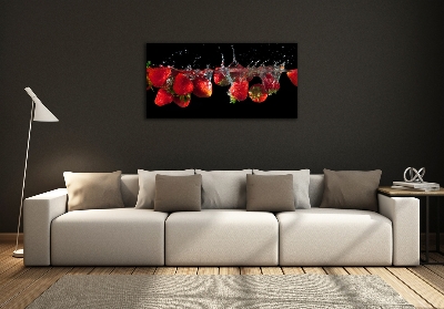 Wall art on glass Strawberries under water