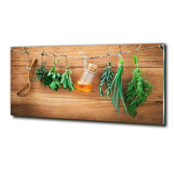 Glass art print Herbs on a string