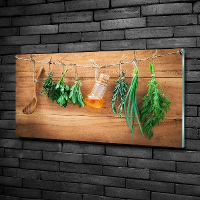 Glass art print Herbs on a string