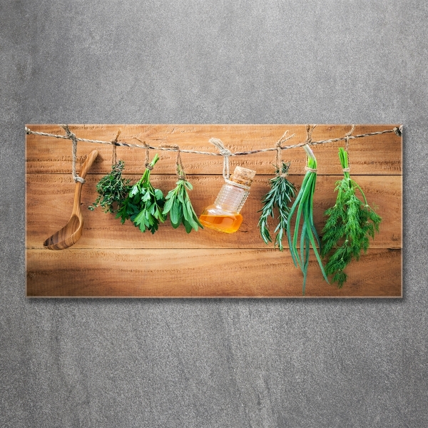 Glass art print Herbs on a string