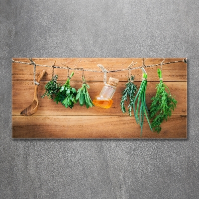 Glass art print Herbs on a string