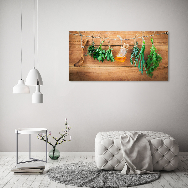 Glass art print Herbs on a string