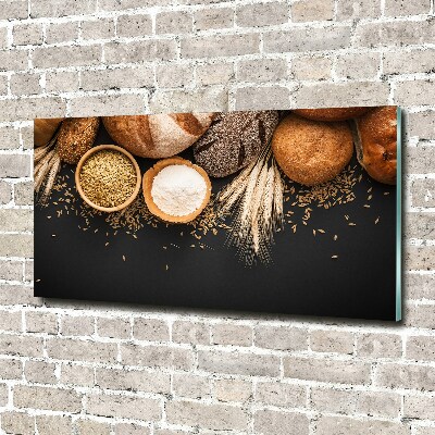 Glass art print Bread and wheat