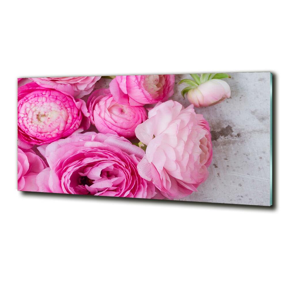 Glass wall art Wild roses