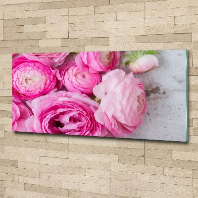 Glass wall art Wild roses